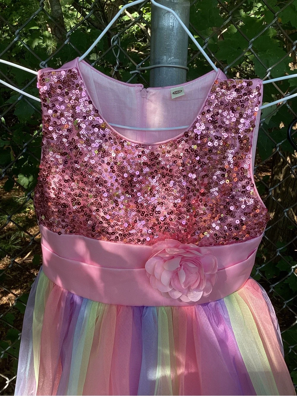 160 14 Rainbow Tutu Maxi Gown Sleeveless Sparkle Top Bodice